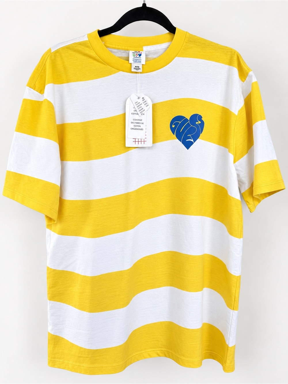 GUESS Originals x J Balvin SS 2022 Amor Striped T-Shirt Yellow M NWT